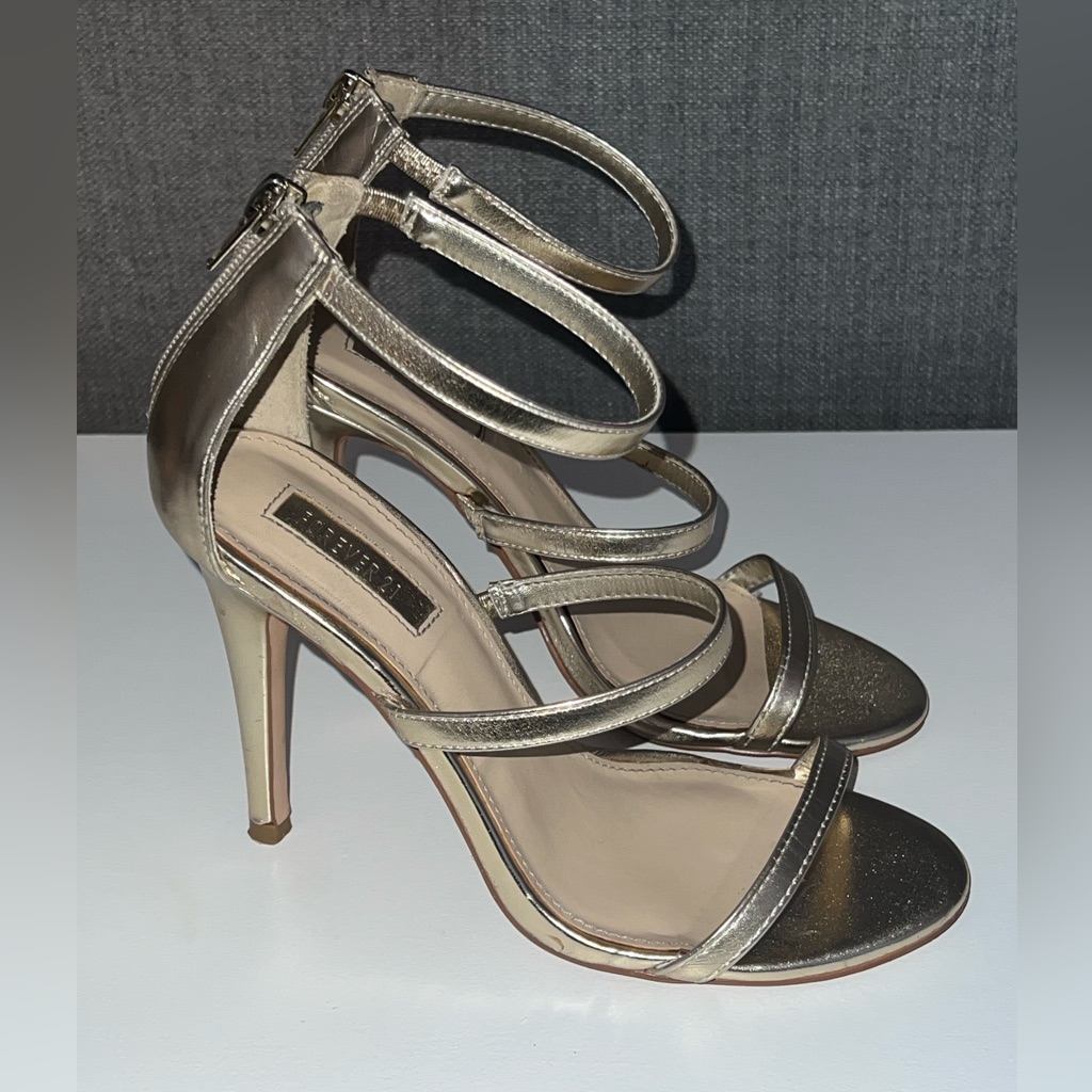 Triple Strap Metallic Stiletto Heels